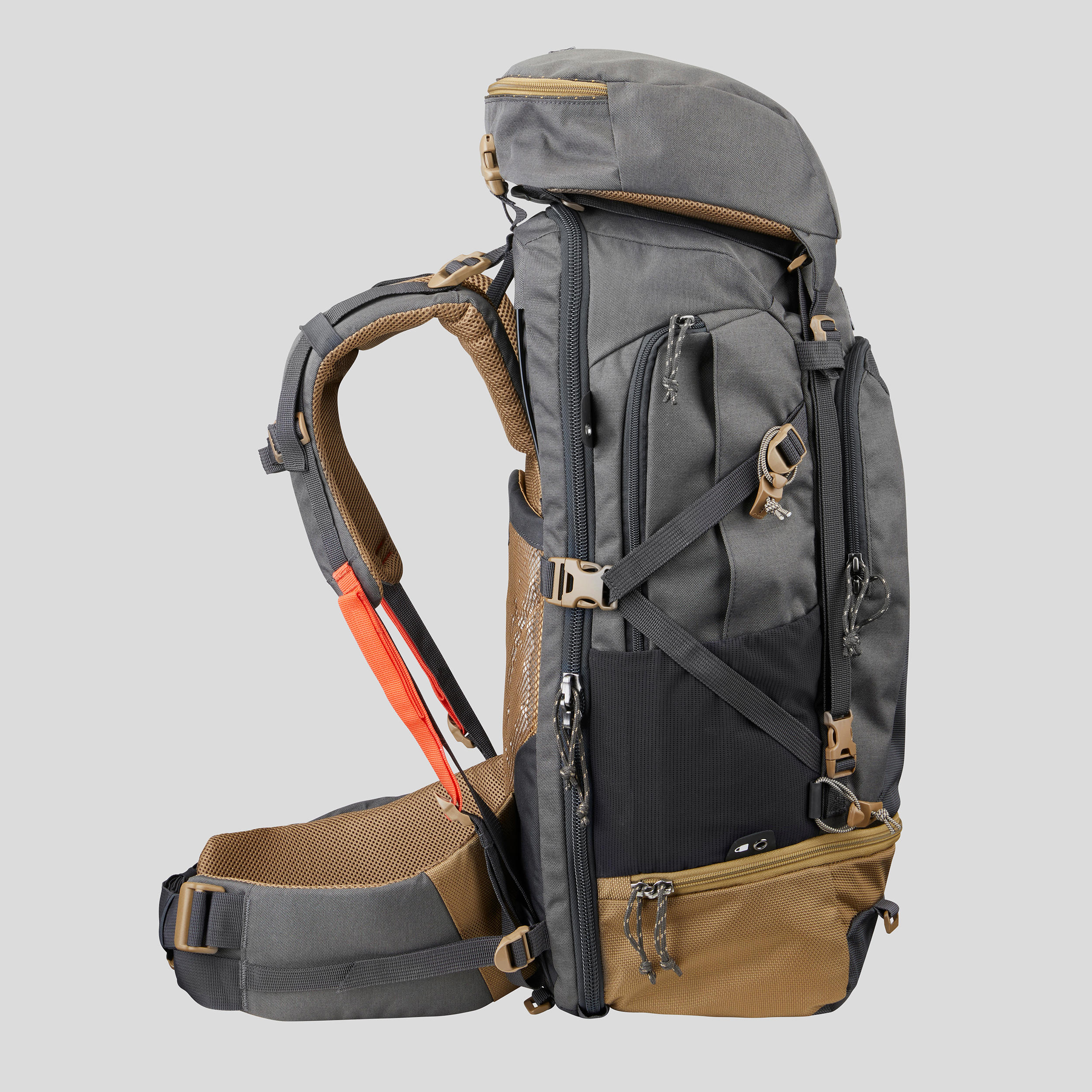 Sac à dos trekking forclaz 50 top litres gris quechua